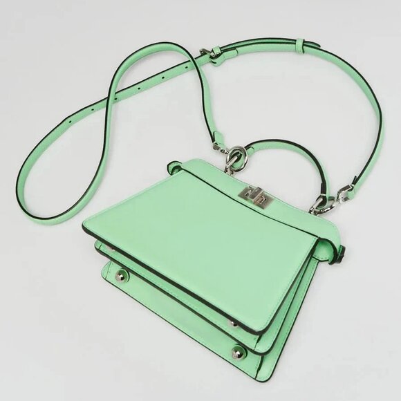 Fendi Green Lambskin Leather Petite Peekaboo Iseeu Satchel Bag 8BN335 - Picture 3 of 12